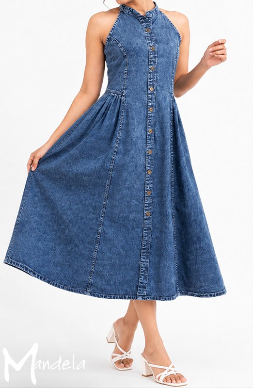 High Neck Sleeveless Maxi Dress